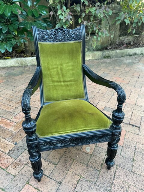 Anglo-Indian Carved Ebony Armchair - Antique Furniture for Sale