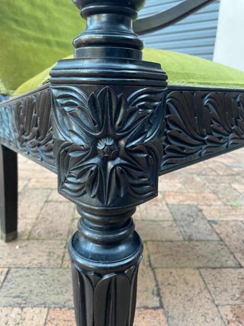 Anglo-Indian Carved Ebony Armchair - Antique Furniture for Sale