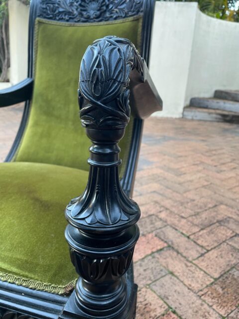 Anglo-Indian Carved Ebony Armchair - Antique Furniture for Sale