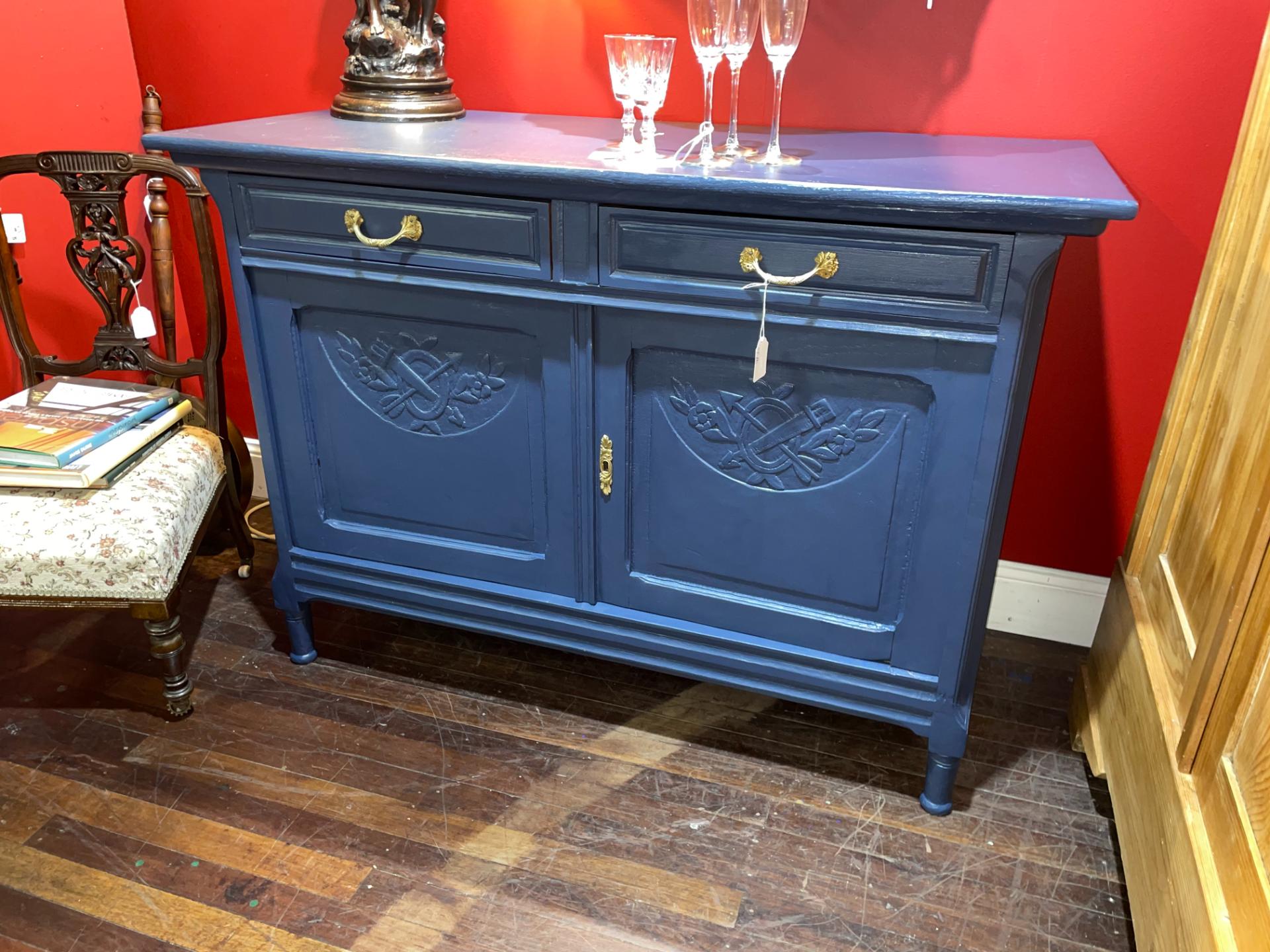 Antique Buffet in Yacht Race Blue - Antique Furniture for Sale
