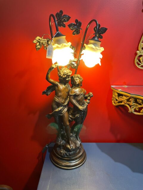 August Moreau lamp-La fête des fleurs-Antique for sale