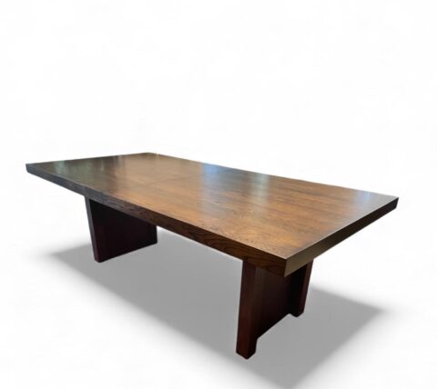 Custom made brown japan finished dining table - vintage ding table for sale