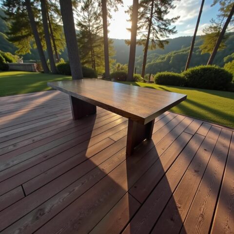 Custom made brown japan finished dining table - vintage ding table for sale