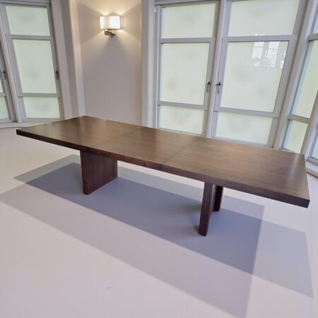 Custom made brown japan finished dining table - vintage ding table for sale
