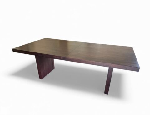 Custom made brown japan finished dining table - vintage ding table for sale
