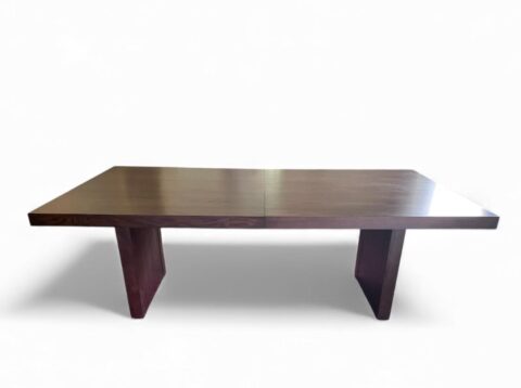 Custom made brown japan finished dining table - vintage ding table for sale