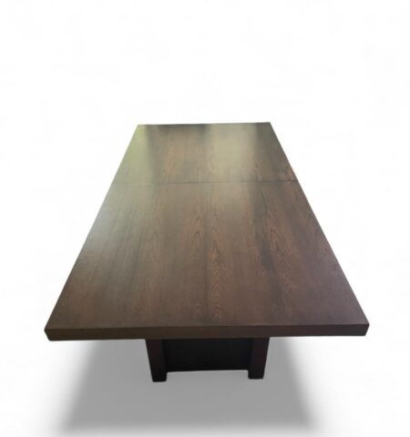 Custom made brown japan finished dining table - vintage ding table for sale