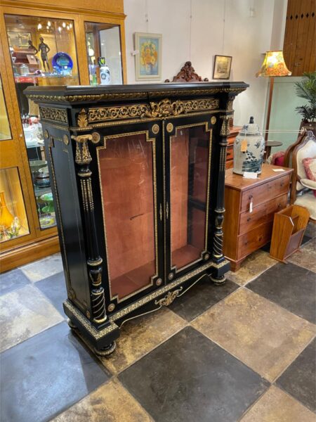 French 19th Century Ebonised Display Cabinet - Antique Furniture Restoration for Cabinets