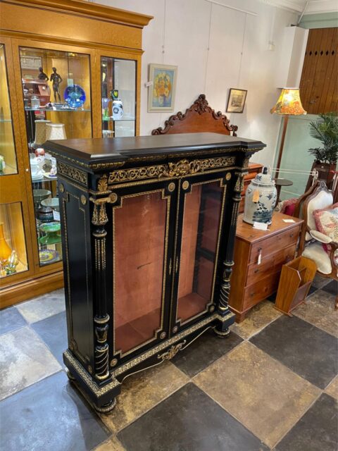 French 19th Century Ebonised Display Cabinet - Antique Furniture Restoration for Cabinets
