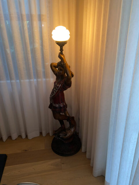 Pair of Bronze Mythological Figure Lamps - Antique for Sale