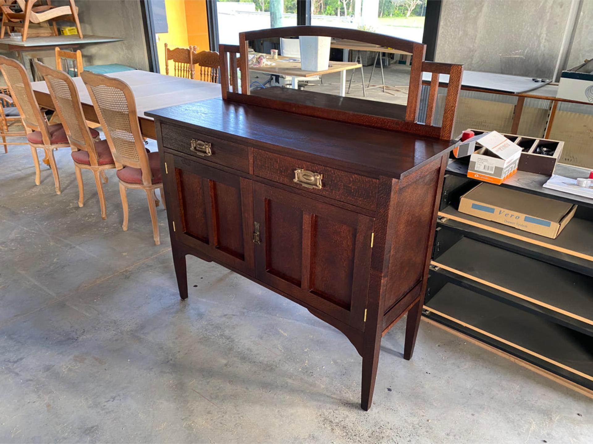 Silky Oak Side Board - Antique Furniture Restoration for Side Boards